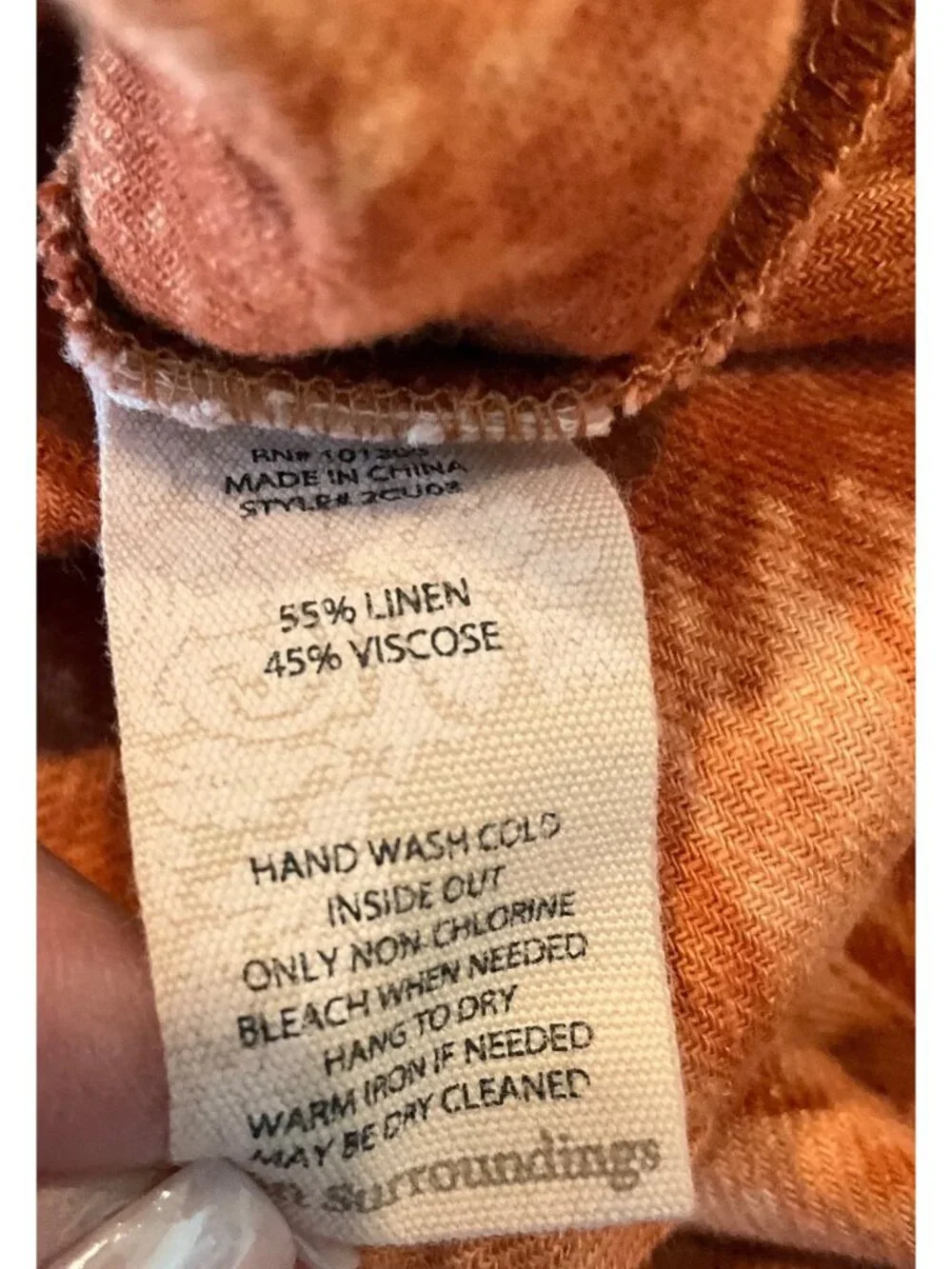 Soft Surroundings XL Burnt Orange Linen Blend Midi Tunic Dress